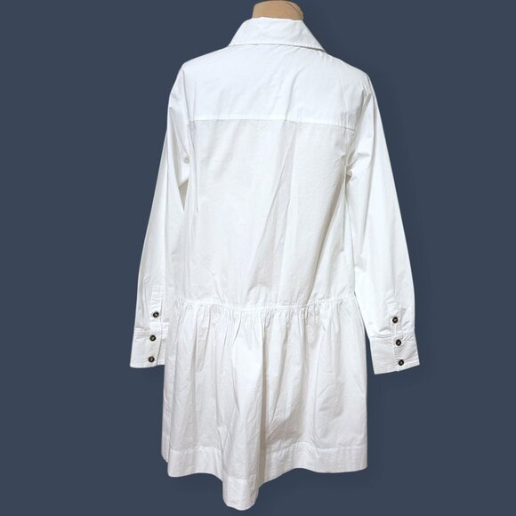 Ganni poplin cotton shirt dress ruffle Hem 36 4 Button Up Classic Office Casual - Picture 6 of 11